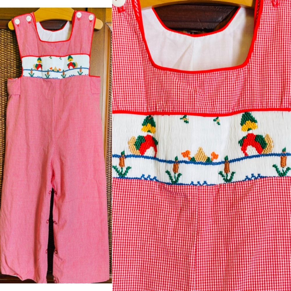 MARY JAMES RED WINDOWPANE LONGALL/ROMPER